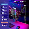 Miniatyrbillede 5 af 5: USB Gaming Mikrofon, RGB Kondensatormikrofon, med Arm, til Mac PS4 PS5, Streaming Spil Podcasts