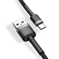 Miniatyrbilde 4 av 5: BASEUS Cafule Series 2m 2A Type-C Data Sync-kabel Nylonflettet Ladekabel - Grå/Svart