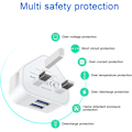 Miniatyrbillede 2 af 5: USB Stik UK 3 Ben Stikkontakt Oplader, USB Væglader Stik Adapter UK Kompakt Telefon Oplader Hoved Gammel