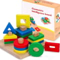 Miniatyrbild 1 av 5: Träleksaker FormSortering Stapling Färgsorteringsspel, Träpussel Utbildande Lärande Geometriska Former Säkra