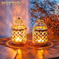 Pikkukuva 3 / 5: Lyhty Ramadan-koriste Tealight - 2 kpl Kultaiset riippuvat teekynttilälyhdyt metallia