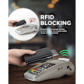 Pikkukuva 4 / 4: RFID-suojattu nahkainen lompakko, jossa on pop-up-korttipaikka, setelitasku, ID-ikkuna, kolikkotasku ja magneettinen sulkeminen Black