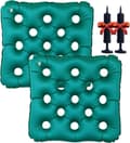 Uppblåsbar sittdyna 2-pack, tryckavlastande våffeldesign luftkuddar med 2 handpumpar för kontor, resor och bil, grön