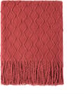 Texturerad, enfärgad, mjuk sofffilt, stickad dekorativ pläd