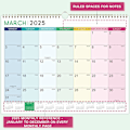 Miniatyrbilde 4 av 5: Kalender 2025, fra januar 2025 til desember, 37 x 29 cm, dobbel spiralbinding, stor blandet farge rettvinkelblokk