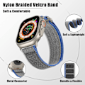 Miniatyrbilde 3 av 4: Apple Watch Reim 42mm 44mm 45mm 49mm, Myk Nylon Flettet Borrelåsrem for Apple Watch Ultra 2 Ultra Series 9 8 7 SE 6 5 4, Blå/Grå
