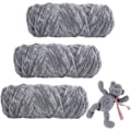 Miniatyrbillede 1 af 5: Chenillegarn, Chenillegarn til Hækling, 3 Ruller Garnkugler til DIY Strikning og Hækling, Håndværk Light gray