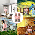 Miniatyrbillede 5 af 5: Høpose til kaniner, Sød pink PU læder hængende opbevarings høfoder til kanin, marsvin, hamster, små dyr