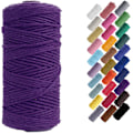 Miniatyrbild 1 av 5: Macramé-snöre, Bomullsrep, för Väggbonader, Växtupphängningar, DIY-hantverk, Heminredning, Presentinslagning 3mmx100m deep purple