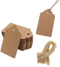 100 st Kraftpapper Presentetiketter med Snöre, Tomma Presentpåse Etiketter Prislappar