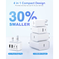 Miniatyrbilde 5 av 5: 40W USB C Plugg Hurtiglading, UK 4-Port Multi USB Lader Plugg Hurtigladeplugg