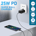 Miniatyrbilde 4 av 5: 25W Hurtiglader med USB C-kabel - Kompatibel med/ Galaxy-smarttelefoner og andre USB Type C-enheter