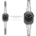 Miniatyrbillede 2 af 4: Kompatibel med Apple Watch rem 38mm 40mm 41mm, Kvinder Glitrende Krystal Bling Armbånd Remme Udskiftningsbånd, Bling Sort 38/40/41mm