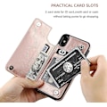 Pikkukuva 3 / 5: Iphone Xs Iphone X Lompakkokotelo Korttipaikalla, Kaksinkertainen Magneettilukko - Ruusukulta