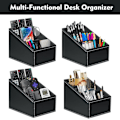 Miniatyrbillede 4 af 5: Fjernbetjeningsopbevaring, PU Læder Fjernbetjeningsholder, Opbevaringsboks med 3 Rum Multifunktionel Organizer