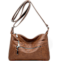 Miniatyrbild 1 av 5: Dam Läder Crossbody Väskor Multi Ficka Mjukt Dam Läder Axelväska Handväska Lättviktig med Justerbar Axelrem