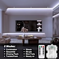 Miniatyrbilde 2 av 4: 3m Batteridrevet LED Strip Lys med Fjernkontroll, Vanntett, 8 Moduser, Dimbar, Timer, Selvklebende Klippbar (Kald Hvit)