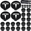 Miniatyrbild 1 av 5: Hjulkapselsats, Tesla navkapselcentrumkåpor navkapslar för Tesla Model 3, Model Y, Model S, Model X, silverfärgad logotyp
