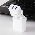 Miniatyrbillede 2 af 4: iPhone USB Stik, Dobbelt USB Oplader Stik Adapter UK 3 Ben Stikkontakt Oplader Dobbelt Port