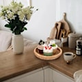 Miniatyrbillede 5 af 5: Rund Rattan Vævet Serveringsbakke 19cm Sofabord Dekorativ Displaybakke Stue Skrivebordsorganiseringsbakke til Parfume, Lys