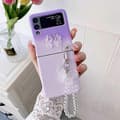 Sött fjärilsarmbandsfodral kompatibelt med Samsung Galaxy Z Flip 4, Gradientfärgat hårt PC stötsäkert skydd