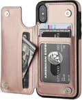 Iphone Xs Iphone X Lommebok Etui Med Kortholder, Dobbel Magnetisk Lås - Rose Gull
