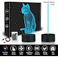 Miniatyrbillede 4 af 5: Kat Natlampe til Børn, 3D Sengelampe Kitty Illusion Natlampe LED Fjernbetjening 16 Farveskift, Soveværelsesindretning