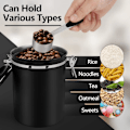 Miniatyrbilde 3 av 3: 1500ML Kaffeboks for malt kaffe, Kaffebønnebeholdere, Lufttett kaffeoppbevaringsboks med skje, Svart