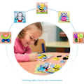 Miniatyrbild 5 av 5: Träpussel för 1-3-åringar, 5 delar pussel för småbarn Djurformade block Tjocka pussel Montessori träleksaker