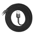 Miniatyrbilde 1 av 5: BASEUS Cafule Series 2m 2A Type-C Data Sync-kabel Nylonflettet Ladekabel - Grå/Svart