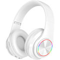 Miniatyrbilde 1 av 3: Trådløse Bluetooth-hodetelefoner - Fargerike lys/Sammenleggbare/Stor batterikapasitet/Innebygd mikrofon - Bluetooth 5.0/10 m rekkevidde, ren hvit