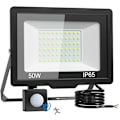Miniatyrbild 1 av 5: 50W LED-Utomhusbelysning med Sensor, 5000LM IP65 Vattentät Utomhus LED-Spotlight, 6500K Kallt Vit Utomhusbelysning