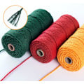Miniatyrbild 5 av 5: 3 Rullar Macrame-snöre 3mmx100m, DIY-Snöre i Bomull för Väggbonader, Växtupphängningar, Hantverk, Stickning, Dekorativa Projekt Dark green+orange+red