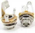 2-pack 1/4 tums hona gitarr ingångsjack - 6,35 mm TS Mono Panel Mount Socket med bricka och mutter lödtyp
