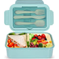 Miniatyrbilde 1 av 4: 1400ml Bento Matboks, Beholder med 3 Rom, BPA-fri Sandwichboks for Voksne og Barn, Blå