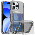 Pikkukuva 1 / 5: iPhone 16 Pro Max Kirkas musta korttikotelo - Hybrid Slim Fit läpinäkyvä lompakkokotelo korttipaikalla, TPU+PC, kellastumista estävä, 6,9\" 2024 Clear black iPhone16 pro max