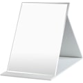 Miniatyrbild 1 av 4: 15*21cm Fällbar bordspegel med PU-läder smink spegel, bärbar resespegel, fällbar spegel med stativ bärbar, vit