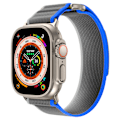 Miniatyrbillede 1 af 4: Apple Watch Rem 42mm 44mm 45mm 49mm, Blød Nylon Flettet Velcro Loop til Apple Watch Ultra 2 Ultra Series 9 8 7 SE 6 5 4, Blå/Grå