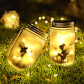 Miniatyrbillede 3 af 4: 2-pak Solcellelanterner til Udendørs Brug, Eventyr Solcelle Mason Jar, Vandtæt, Hængende/Stående, Solcellelamper til Altan, Have Dekoration (Varm Hvid)
