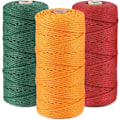 Miniatyrbild 1 av 5: 3 Rullar Macrame-snöre 3mmx100m, DIY-Snöre i Bomull för Väggbonader, Växtupphängningar, Hantverk, Stickning, Dekorativa Projekt Dark green+orange+red