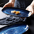 Miniatyrbillede 4 af 5: Fisketallerken Keramisk Fadeserveringsfad Fiskefad Sushi Fade Porcelænsmadbakke Middagstallerkener Ovnfast til Fisk Sushi 34,5 cm