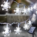 Pikkukuva 1 / 5: Aurinkokennovalot ulkokäyttöön, 12M 100 LED Lumihiutale Jouluvalot Vedenpitävät 8 Tilaa Koristevalo (Lumihiutale)