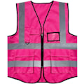Miniatyrbillede 1 af 4: Sikkerhedsvest i mesh med lommer og lynlås, høj synlighed mesh vest reflekterende vest jakke til mænd kvinder voksne