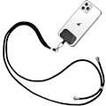 Miniatyrbillede 2 af 5: Universal mobiltelefon snor, bærbar justerbar halsrem, halsrem til fastgørelse (sort)