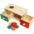 Miniatyrbild 2 av 5: 2-i-1 Montessori Trämatchningslåda med Mynt och Boll, 2 Lådor - Trämyntlåda med 5 Mynt och Beständighetslåda med 1 Boll