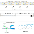 Miniatyrbild 3 av 4: 5V USB LED-remsa kall vit 6000K USB-driven 4M (2 st) Flexibel SMD2835 Hög ljusstyrka Ej vattentät IP20 LED-bandljus