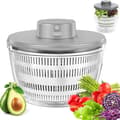 4000ML Automatisk salladsslunga med stor kapacitet, dehydrator med lock, snabbtorkande, USB-uppladdningsbar (vit)