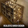 Miniatyrbillede 3 af 5: 1,5 m Birk Julestang med 48 LED-lys | Batteridrevet Julepynt | Julebordspynt