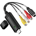 Miniatyrbild 1 av 3: DVD-konverteradapter för Win 10, video- och ljudinspelningskort, inspelningsenhet som stöder Windows 10 8 7 XP VISTA PC etc (svart)