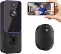 Trådlös Video Ringklocka & Inomhusringklocka, 2-vägs Audio, HD Mörkerseende, AES-128 Molnlagring, Realtidsvarningar, Smart Hemmasäkerhet